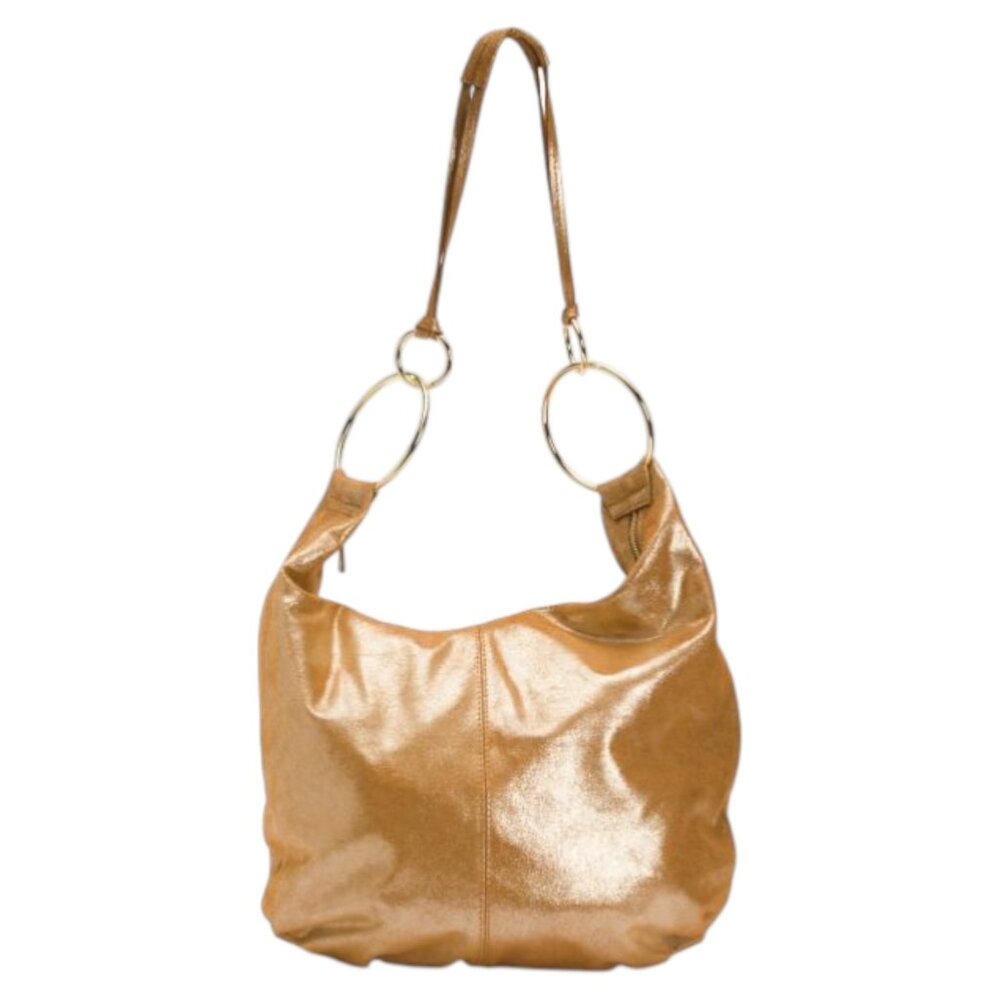MARLON Made In Italy Leather Hobo With Metal Ring Details